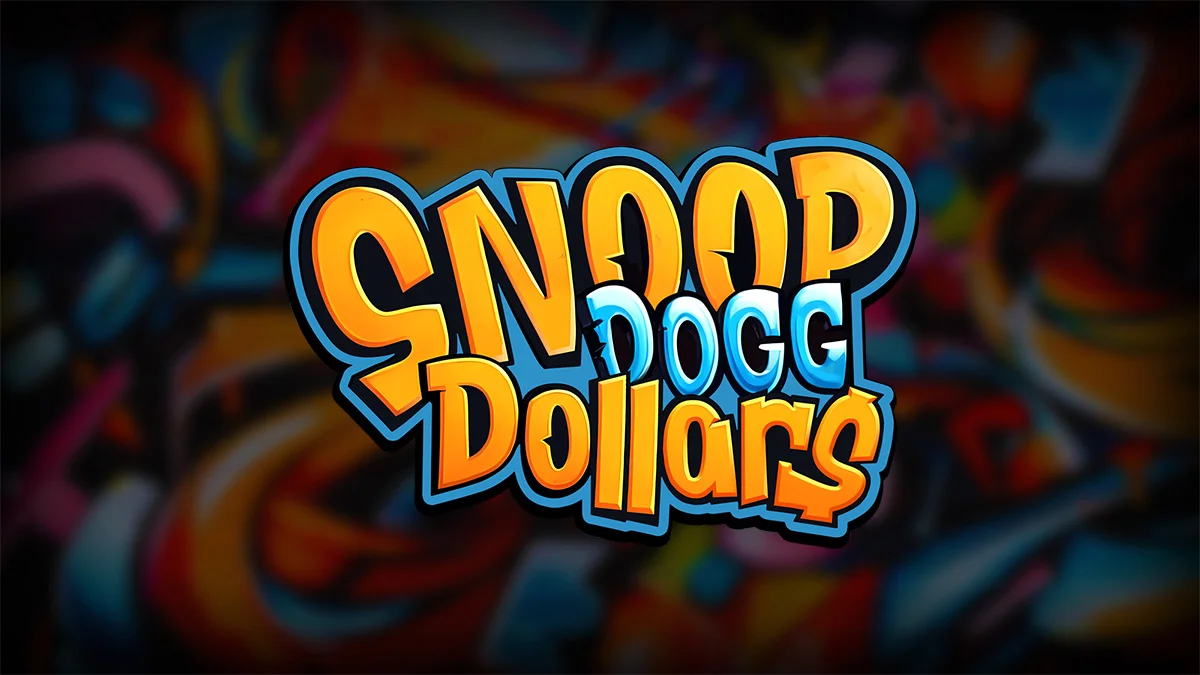 Snoop Dogg Dollars graffiti backdrop with the gold album logo centred